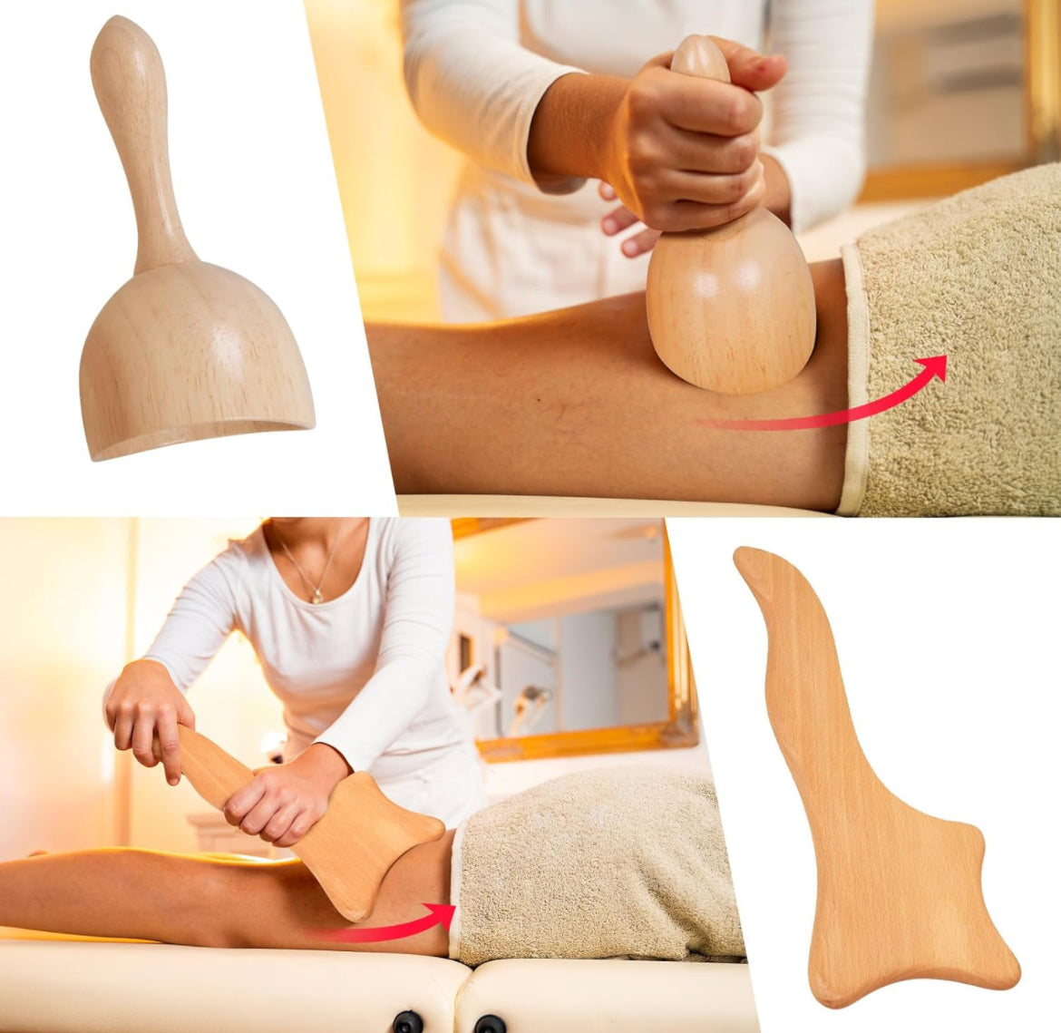 Multifunktionales Cellulite-Massage-Set aus Holz (Bundle)