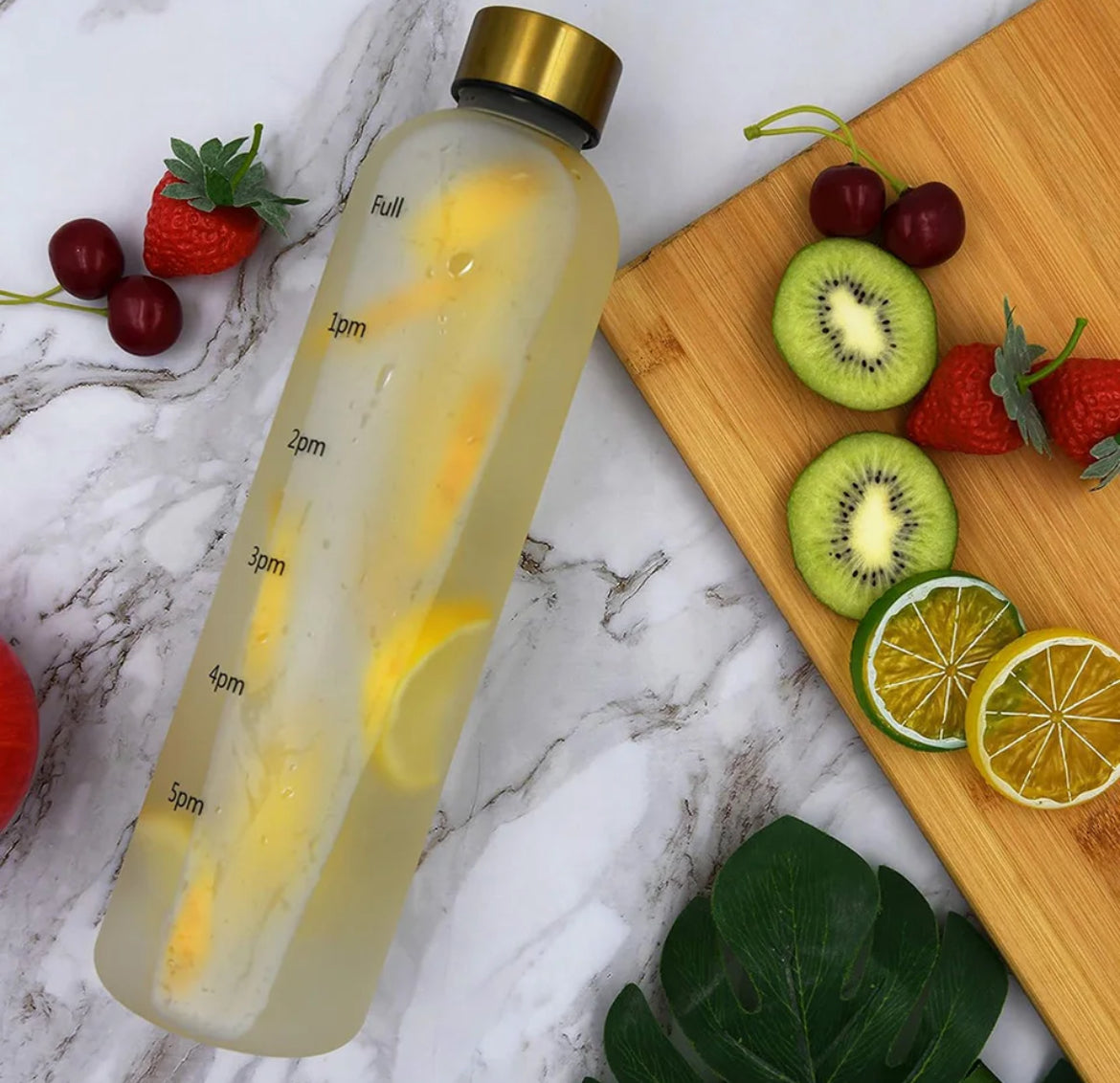 1L Trinkflasche mit Zeitmarkierungen