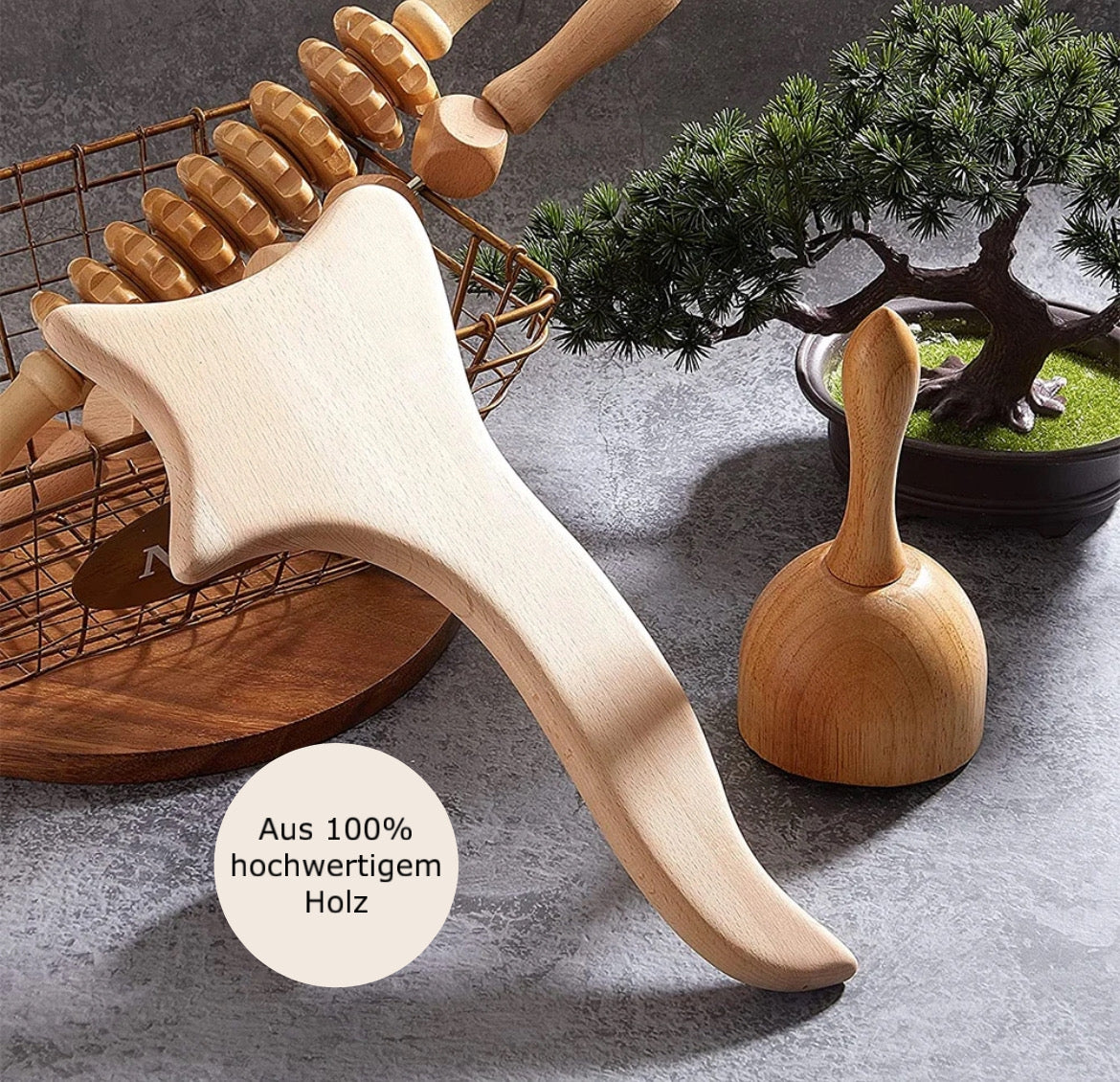 Multifunktionales Cellulite-Massage-Set aus Holz (Bundle)