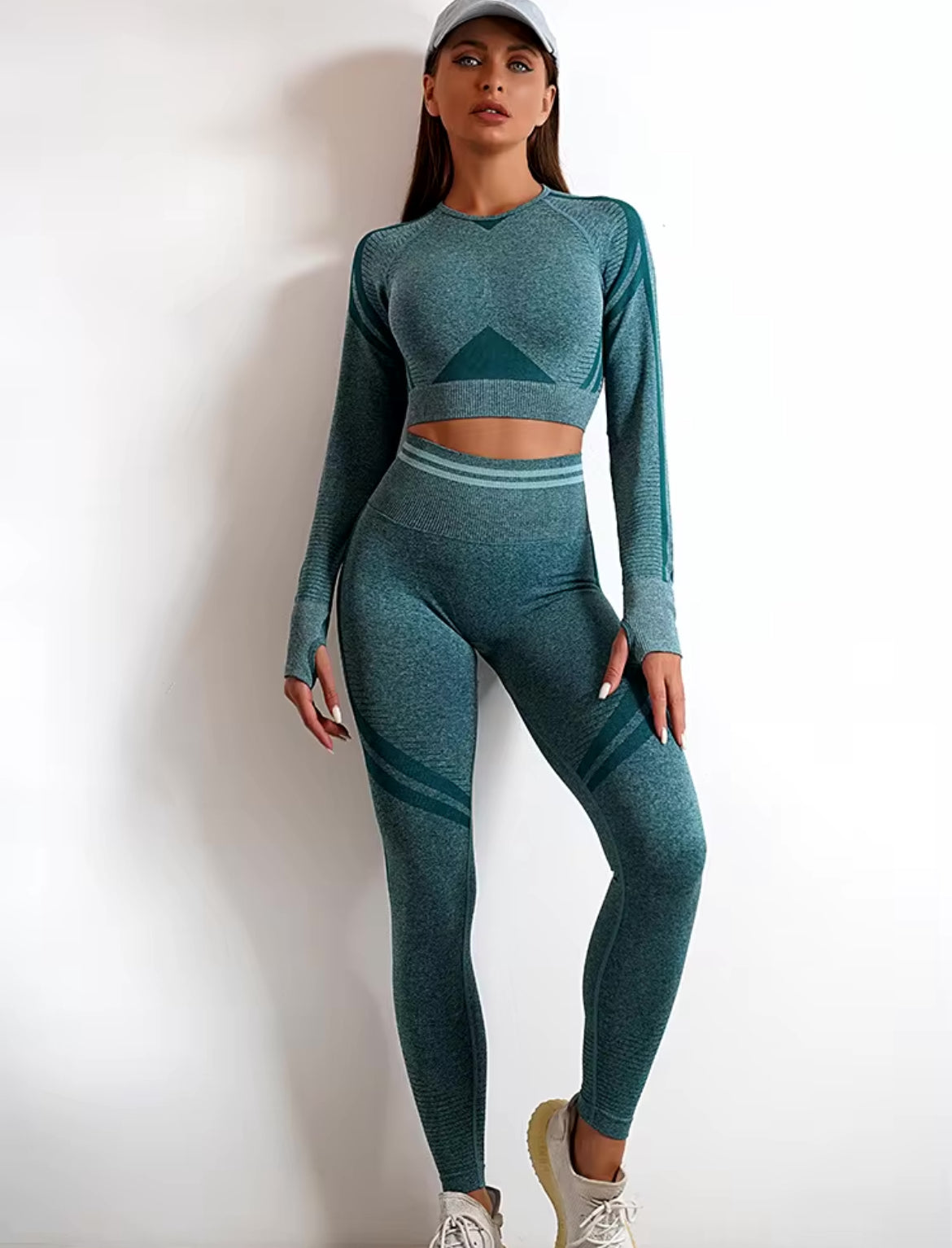 Autumn Set - Leggings under long sleeve crop top