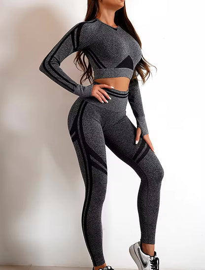 Autumn Set - Leggings under long sleeve crop top